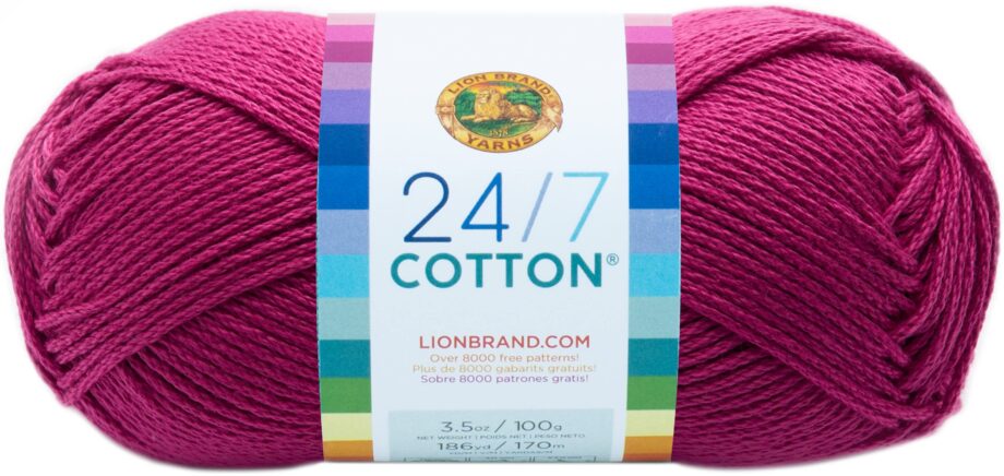 Lion Brand 24/7 Cotton Yarn-Rose