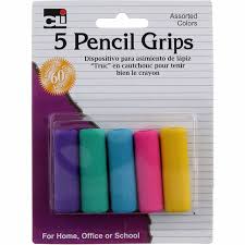 Pencil Grips - Soft Cushioned Foam - Assorted Colors - 5/Cd