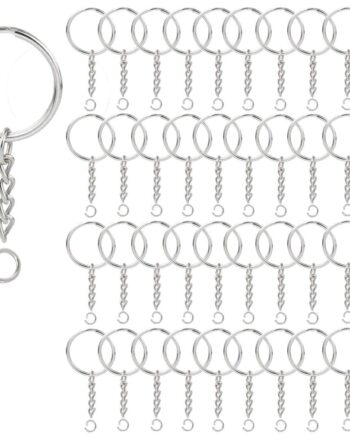 AFTH Key Ring with Chain and Open Jump,1 inch Split Round Keychain, 100 pcs